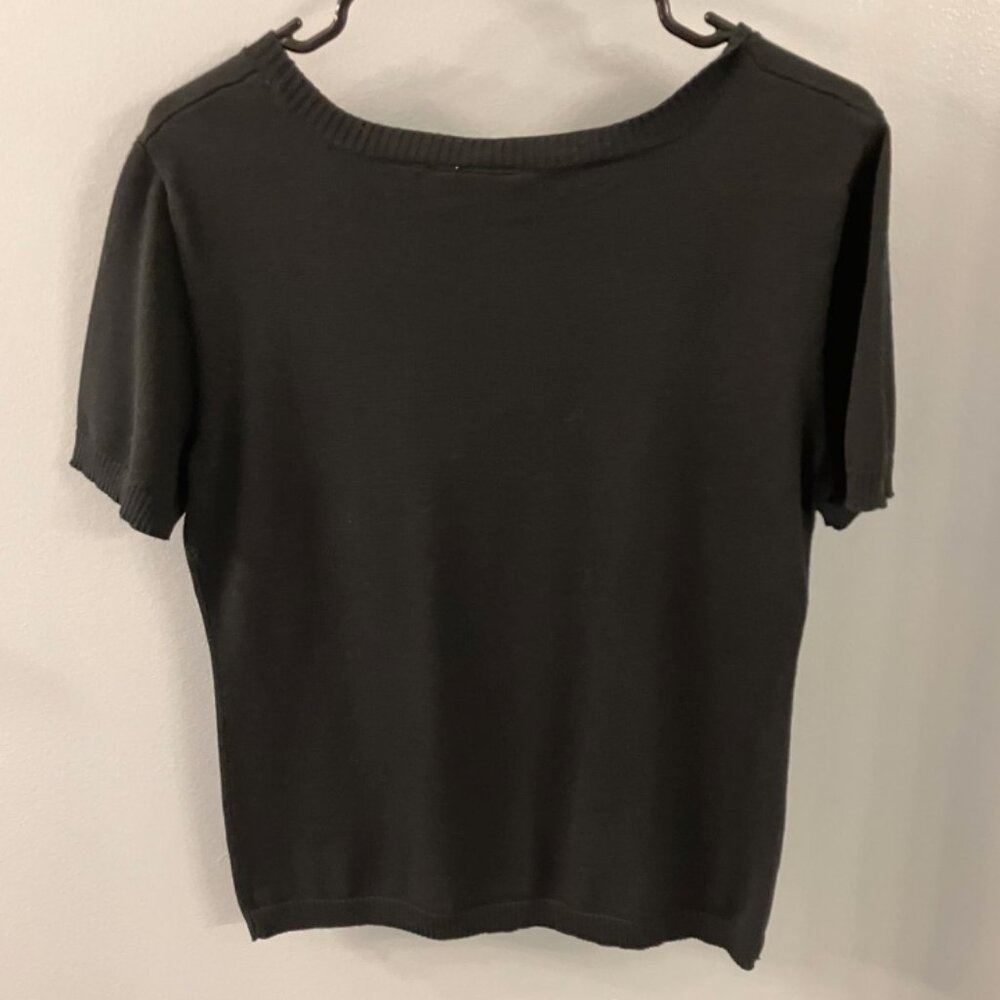 Field Manor Modern Classics Crew Neck Pullover Sweater Knit Black Medium - Picture 4 of 5